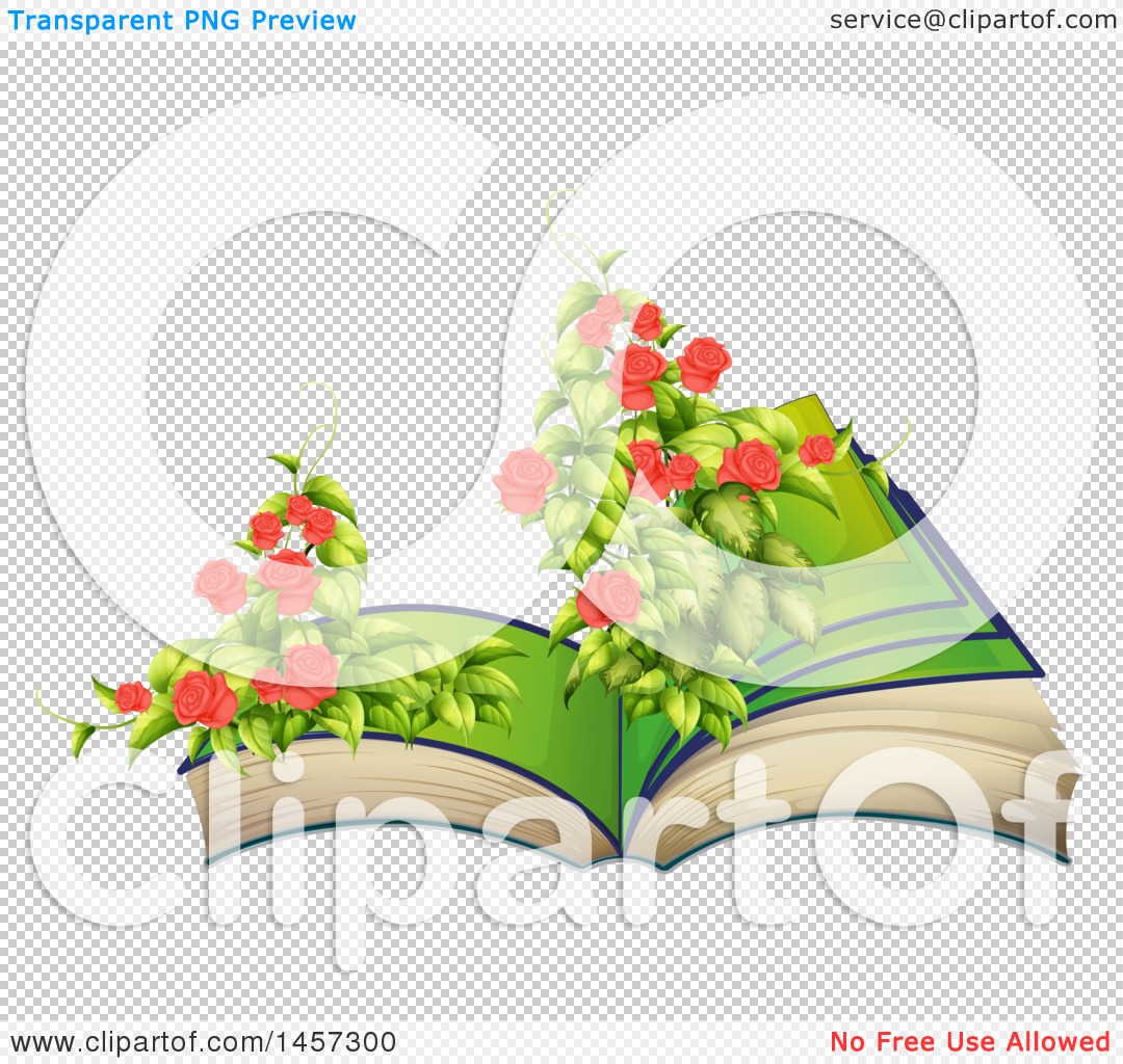 1080x1024 Clipart Graphic Of A Story Book With Rose Vines Over Open Pages