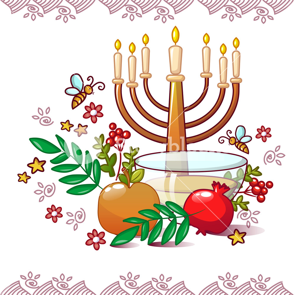 1000x1000 Jewish Rosh Hashanah Concept Background Cartoon Illustration