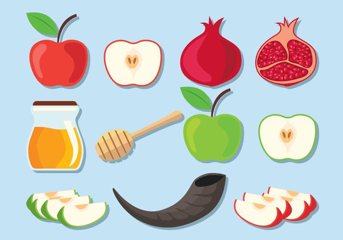 700x490 Rosh Hashanah Vector Set Stock Images