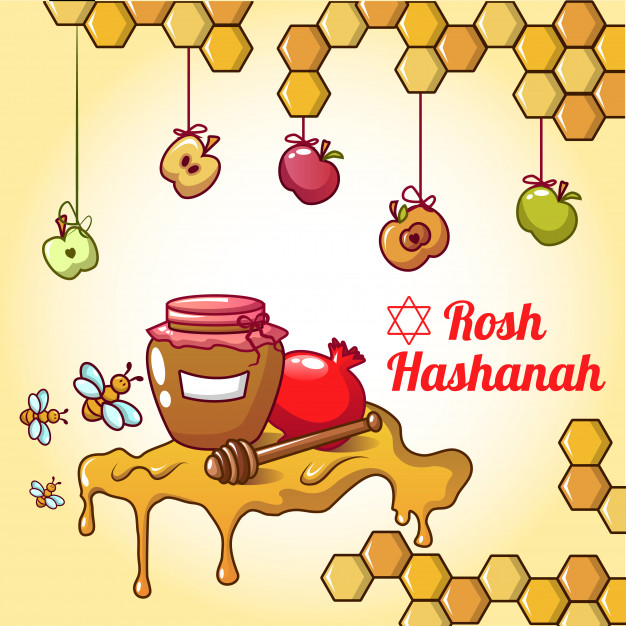 626x626 Rosh Hashanah Honey Concept, Cartoon Style Vector Premium Download