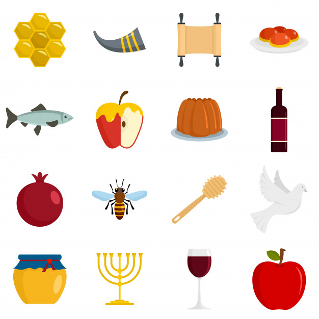 626x626 Rosh Hashanah Jewish Holiday Icons Set Vector Premium Download