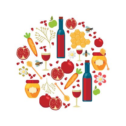 416x416 Jewish New Year Holiday Elements For Rosh Hashanah Vector Premium