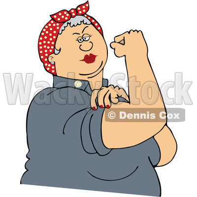 400x400 Clipart Chubby Gray Haired Rosie The Riveter Flexing Her Strong