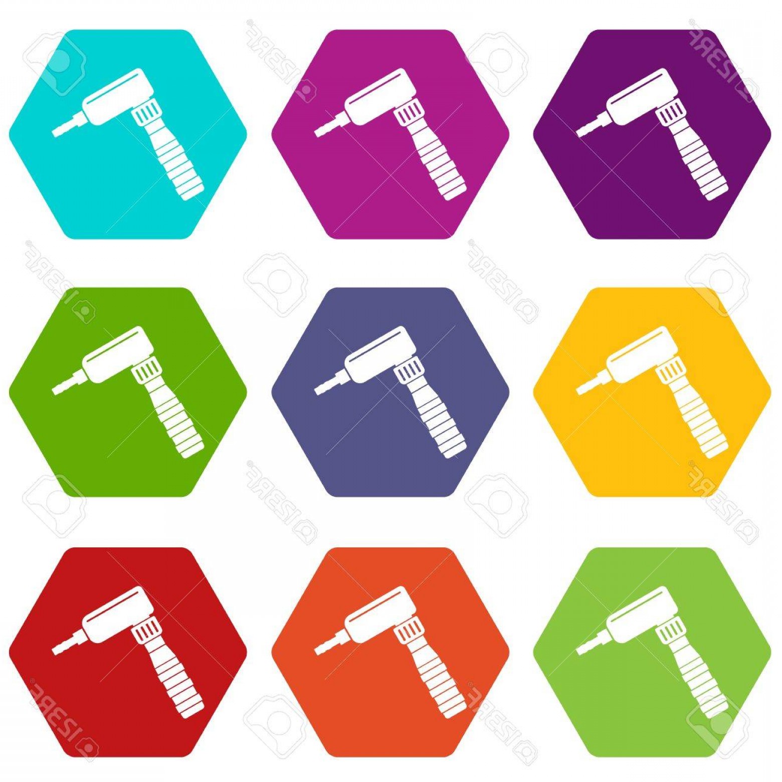 1560x1560 Photostock Vector Hand Draw Rotary Tattoo Machine Icon Set Color