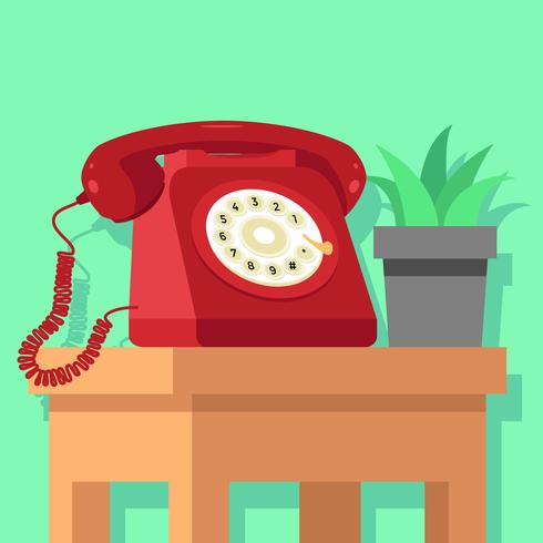 490x490 Red Rotary Telephone Vector