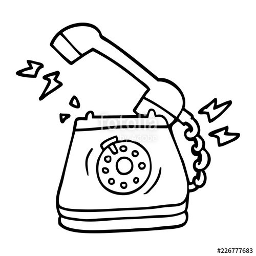 500x500 Line Drawing Cartoon Old Rotary Dial Telephone Stock Image