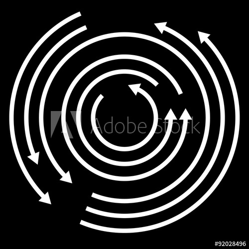 500x500 Concentric Circulating, Rotating Arrows, Circle Arrows Vector