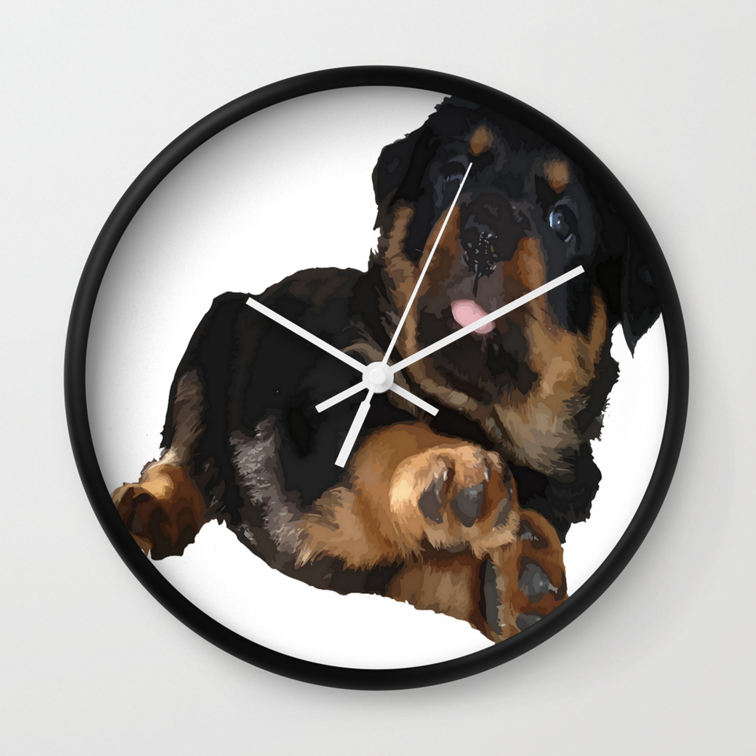 1500x1500 Cute Rottweiler Puppy Vector Wall Clock