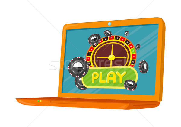 600x420 Online Games Banner Laptop Casino Roulette Wheel Vector