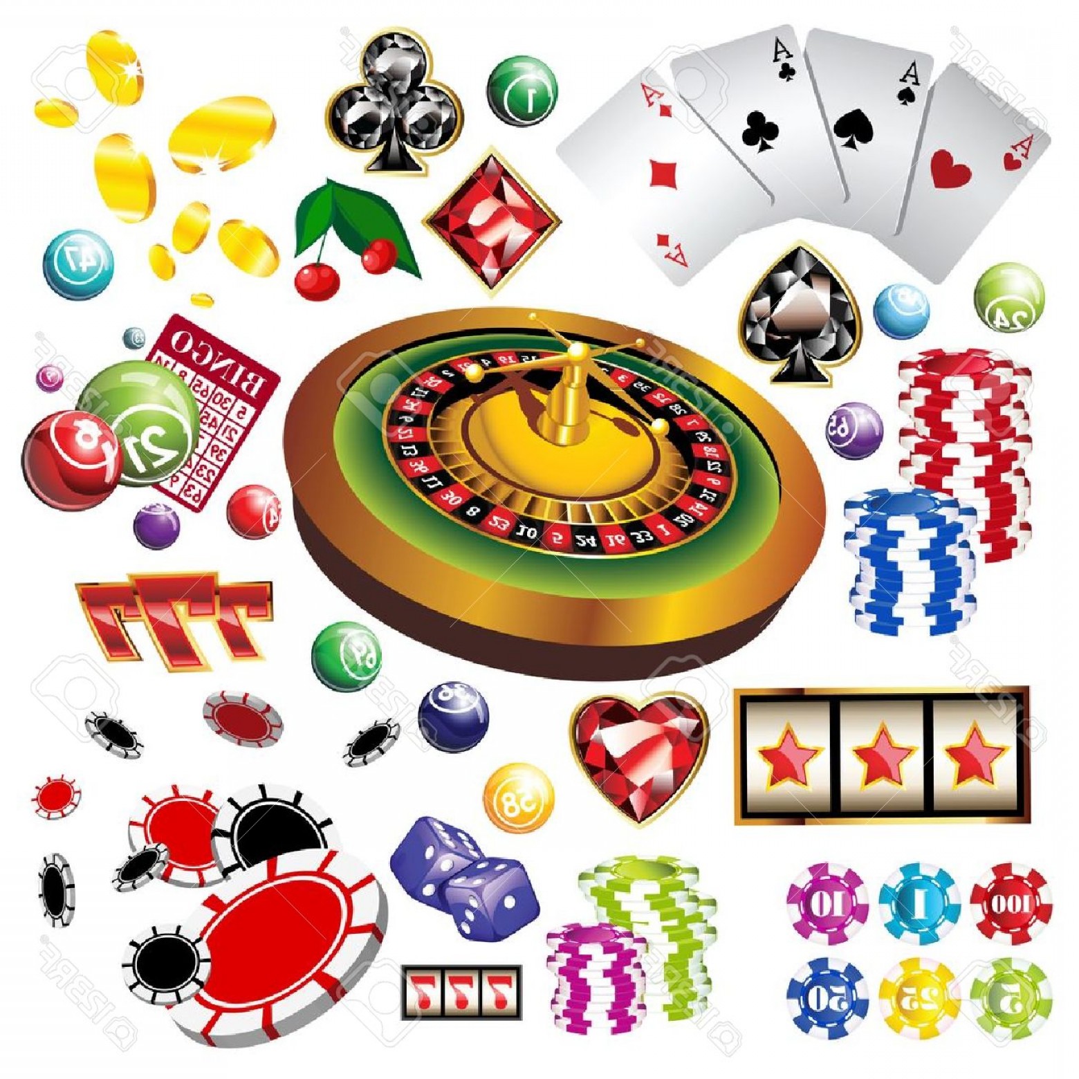 1560x1560 Photothe Set Of Vector Casino Elements Or Icons Including Roulette