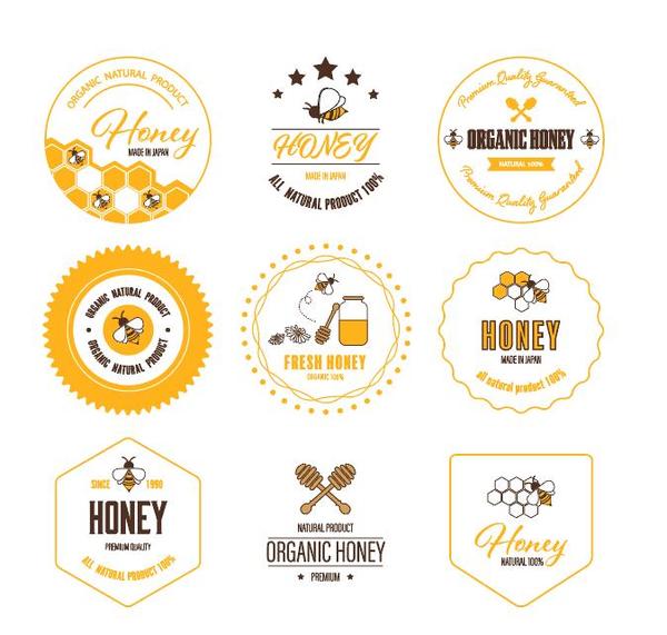 600x571 Round Honey Labels With Badge Vector Free Download