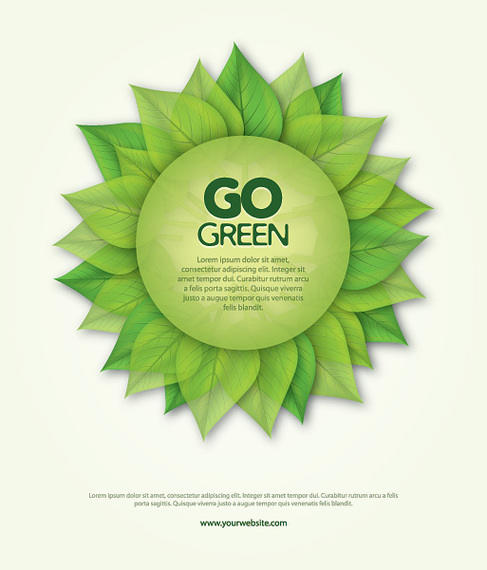 487x570 Go Green Leaves Round Banner