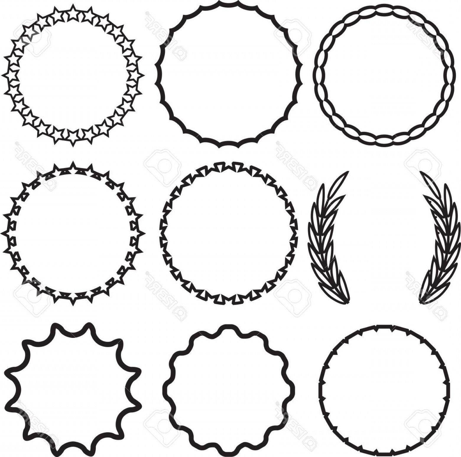 1560x1546 Photostock Vector Frame Round Set Decoration Template Vintage