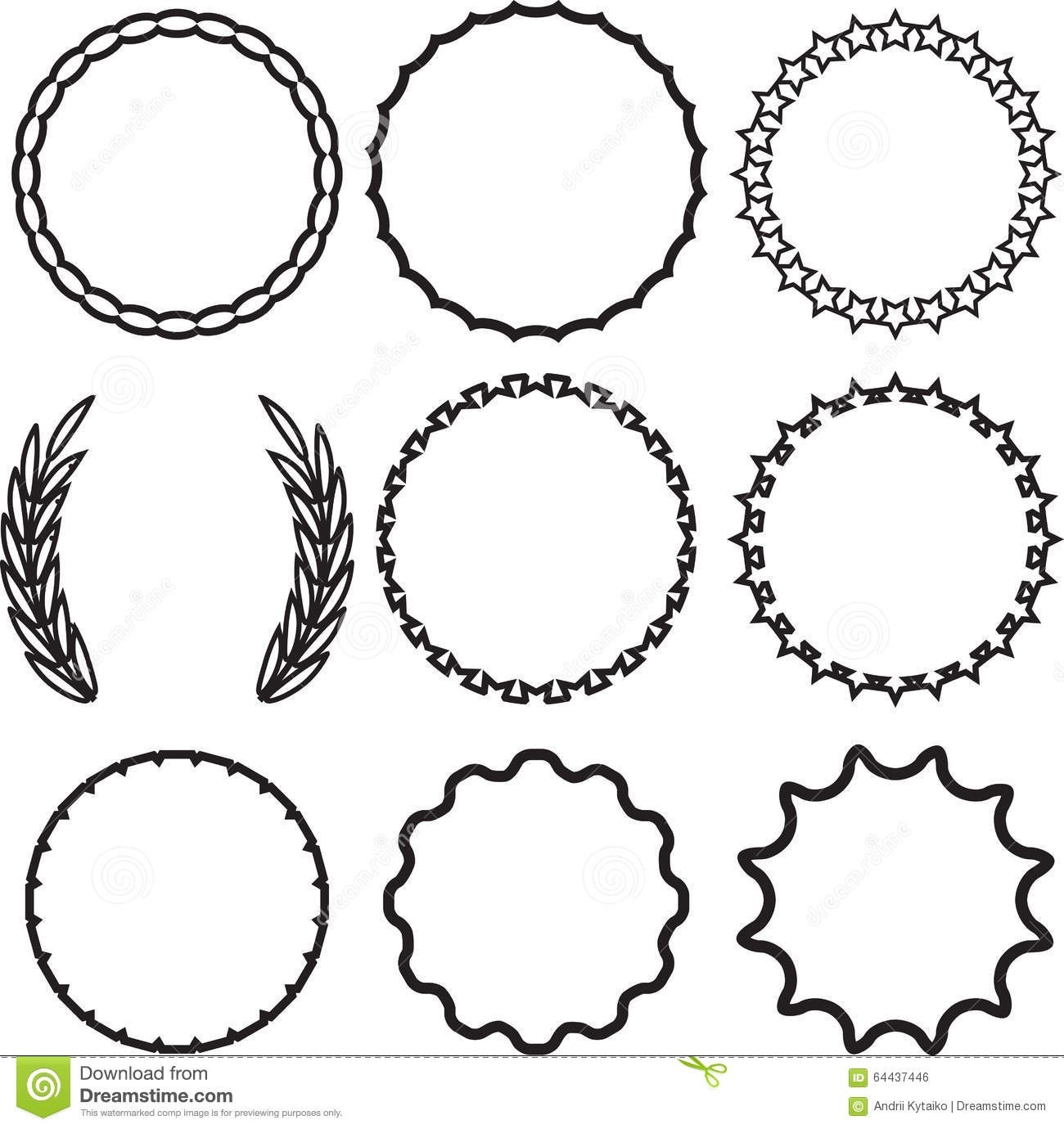 1300x1380 Frame Round Set Decoration Template Stock Vector Illustration