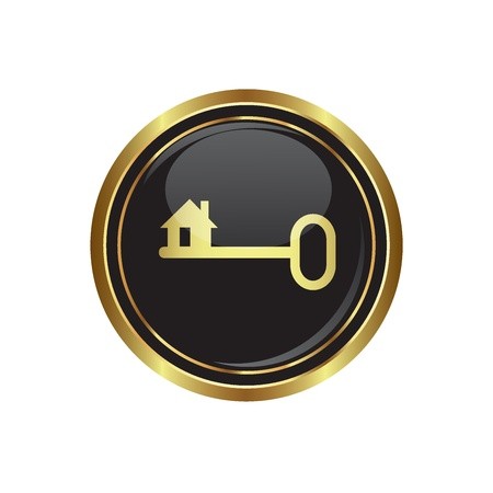 450x450 Key Icon On The Black With Gold Round Button Vector Illustration