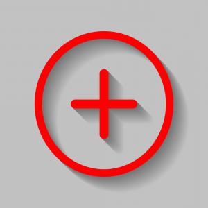 300x300 Plus Flat Red And White Colors Round Button Vector Hoodamathrun