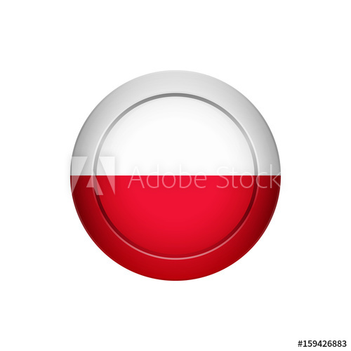 500x500 Polish Flag On The Round Button, Vector Illustration