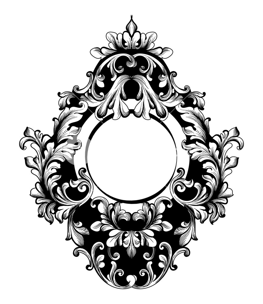 867x1000 Baroque Round Frame Vector Classic Rich Ornamented Carved Decors