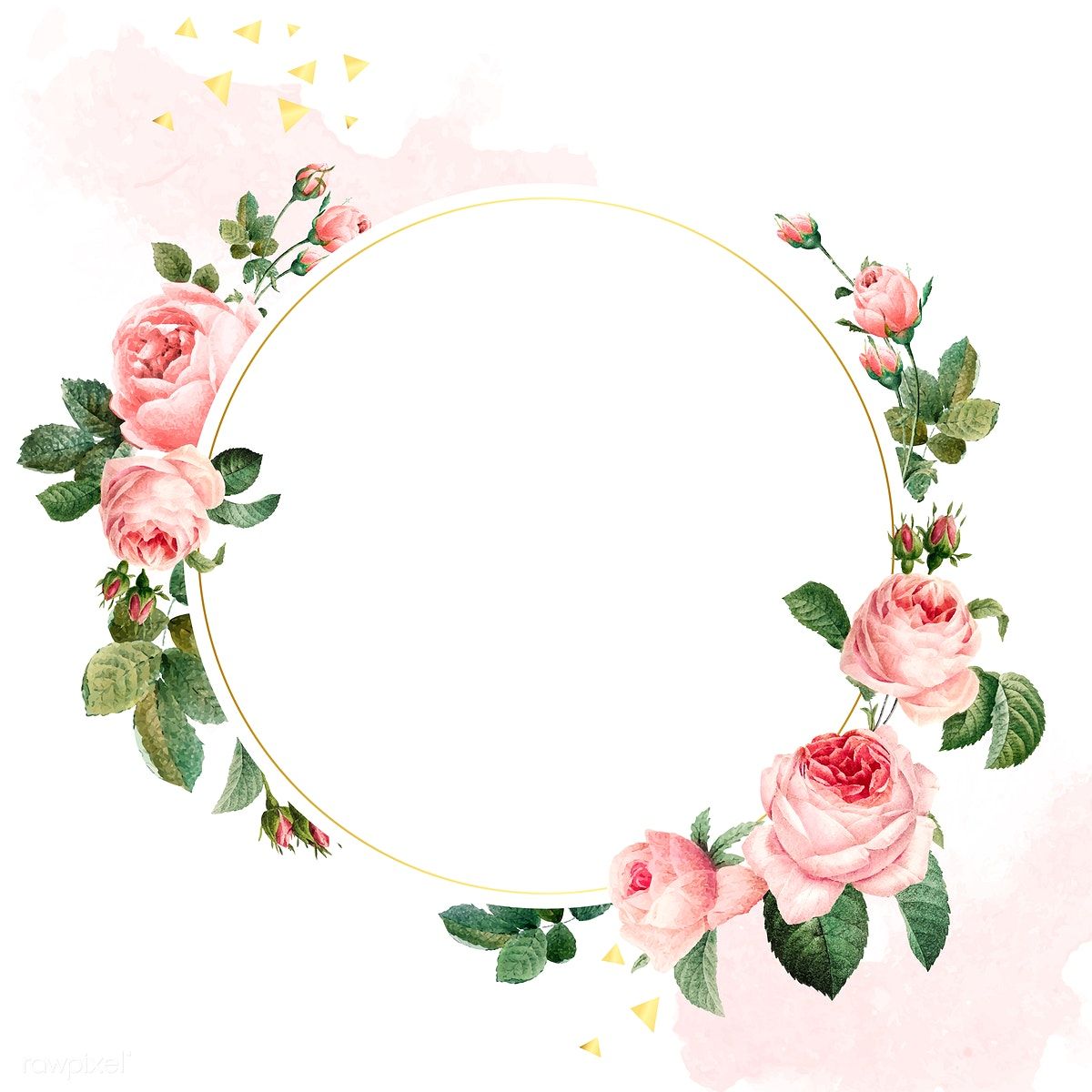 1200x1200 Blank Round Pink Roses Frame Vector On White And Pink Background