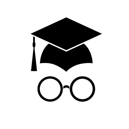 450x450 Graduation Cap And Round Glasses Vector, Isolated Royalty Free