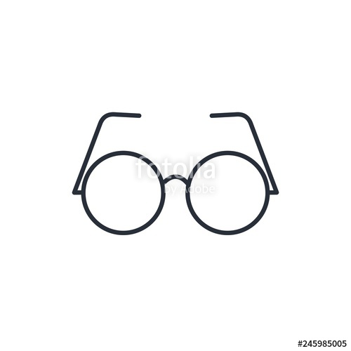 500x500 Round Glasses Vector Linear Icon, White Background Stock Image