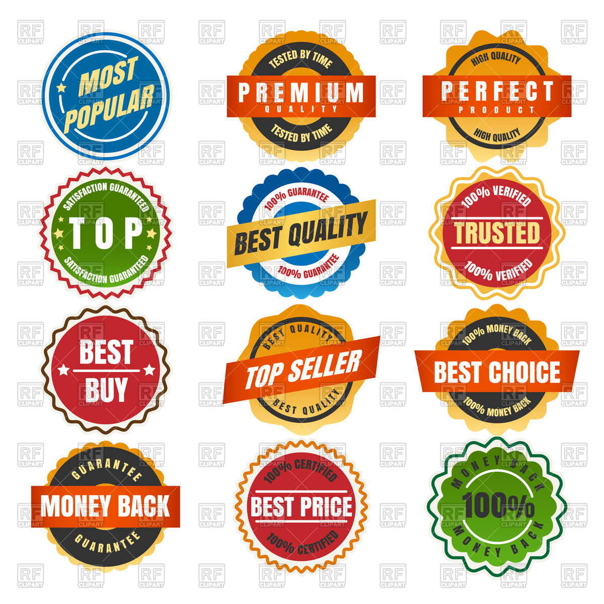 Colorful Round Labels And Stickers Vector Image Of Icons 1200x1200 Colorful Round Labels And Stickers Vector Image Of Icons