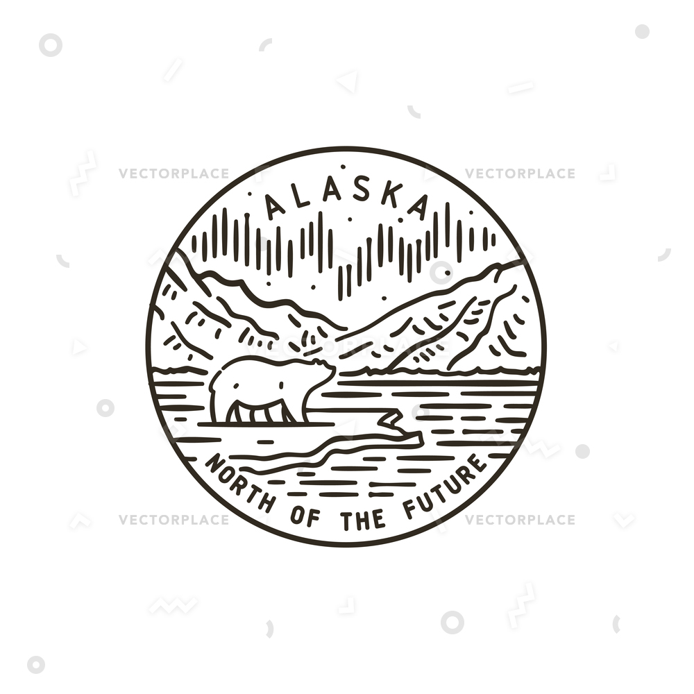 Vintage Round Label Alaska White Bear Vector Illustration 1000x1000 Vintage Round Label Alaska White Bear Vector Illustration