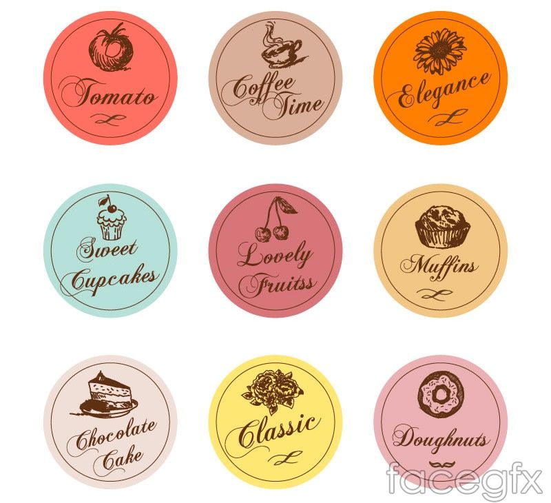 Round Hand Painted Labels Vector Vector Graphics Cupcake 800x730 Round Hand Painted Labels Vector Vector Graphics Cupcake