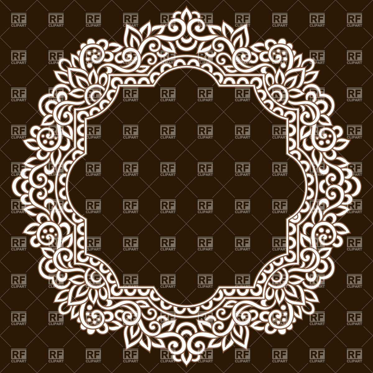 1200x1200 Round Lace Frame With Stylized Leaves