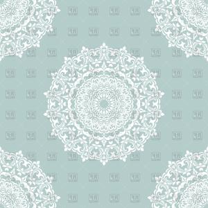 300x300 White Mandala Seamless Pattern On Blue Background Round Lace