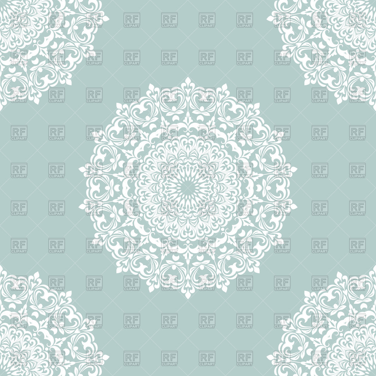 1200x1200 White Mandala Seamless Pattern On Blue Background