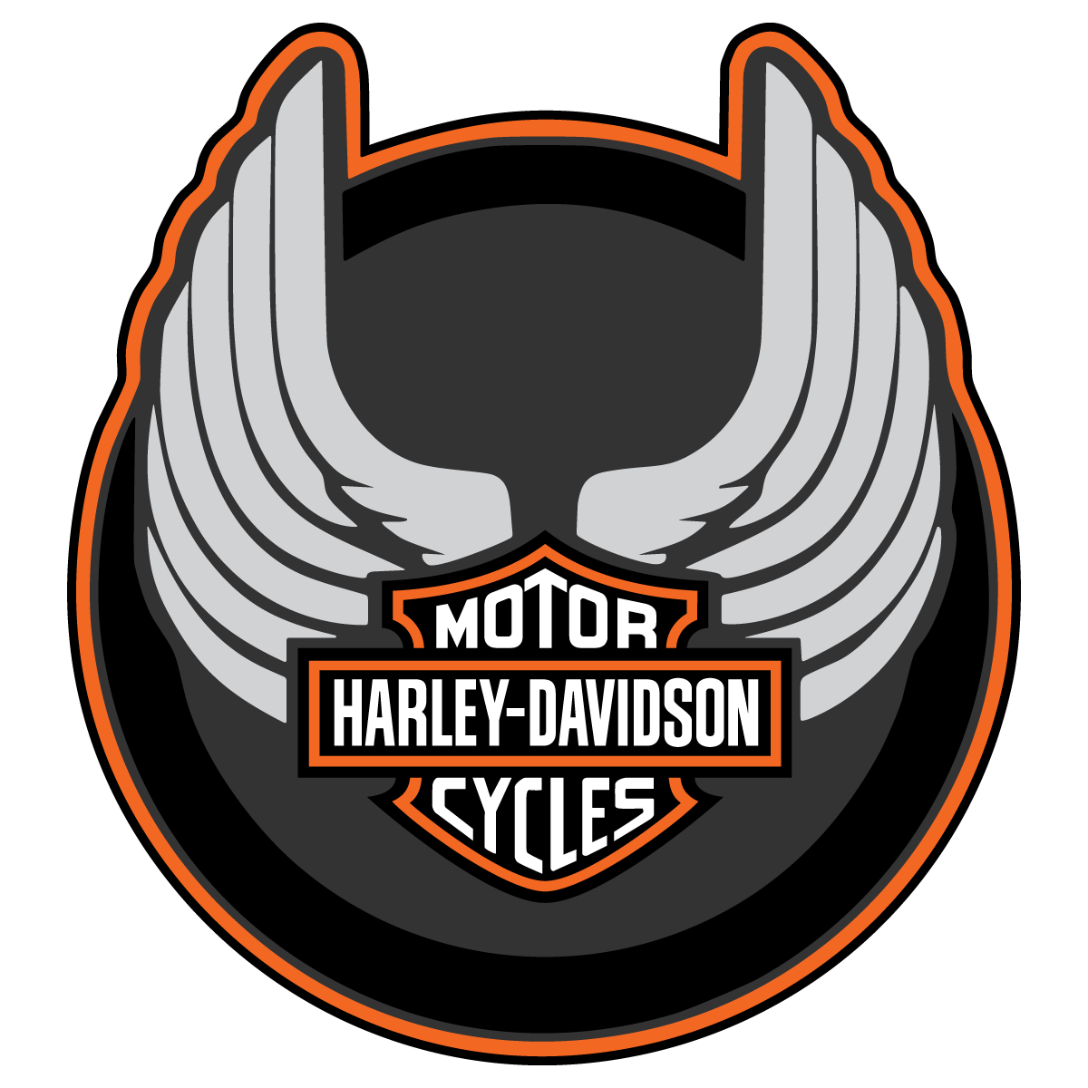 1200x1200 Harley Davidson Wings Round Logo Vector Decal Free Vector
