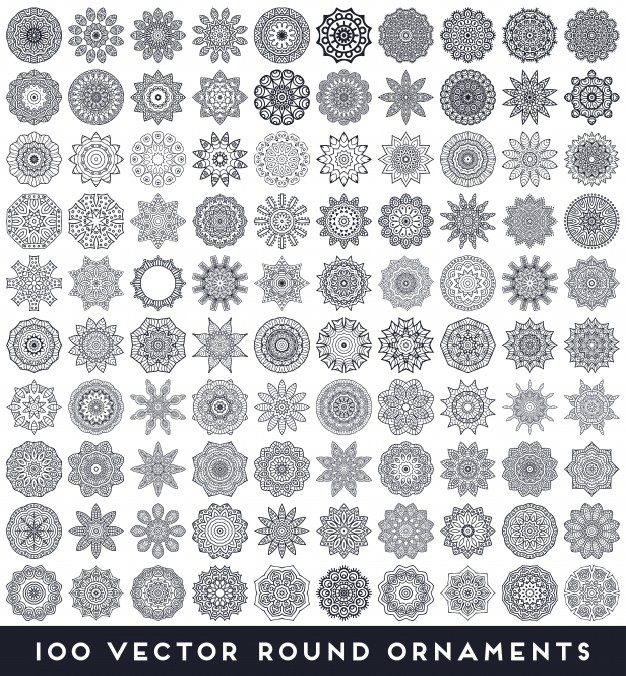 626x676 Collection Of Round Ornaments Vector Free Download