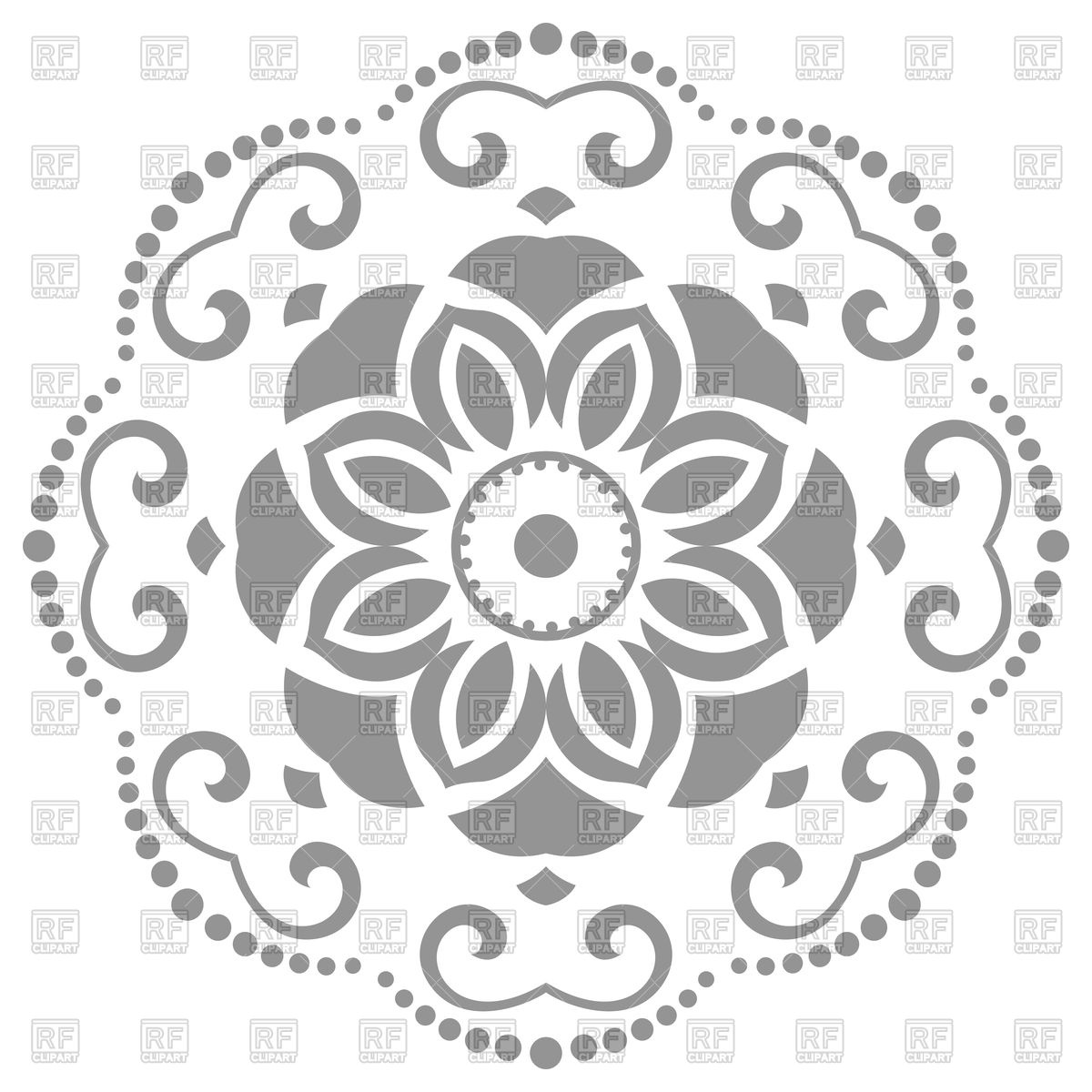 1200x1200 Floral Round Pattern With Arabesques Ornaments Vector Image