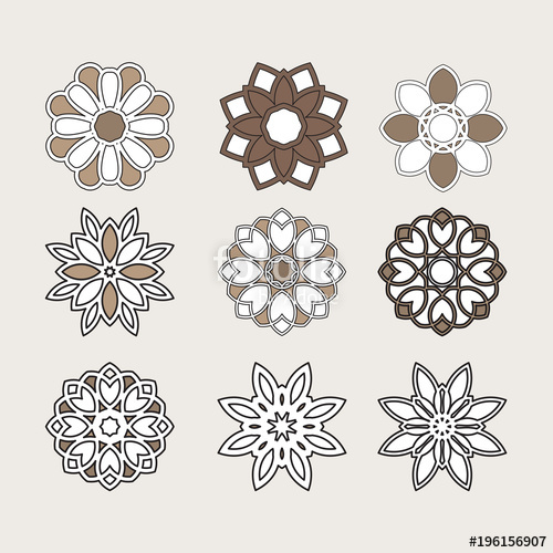 500x500 Mandala Ethnic Decorative Elements, Round Ornament Vector