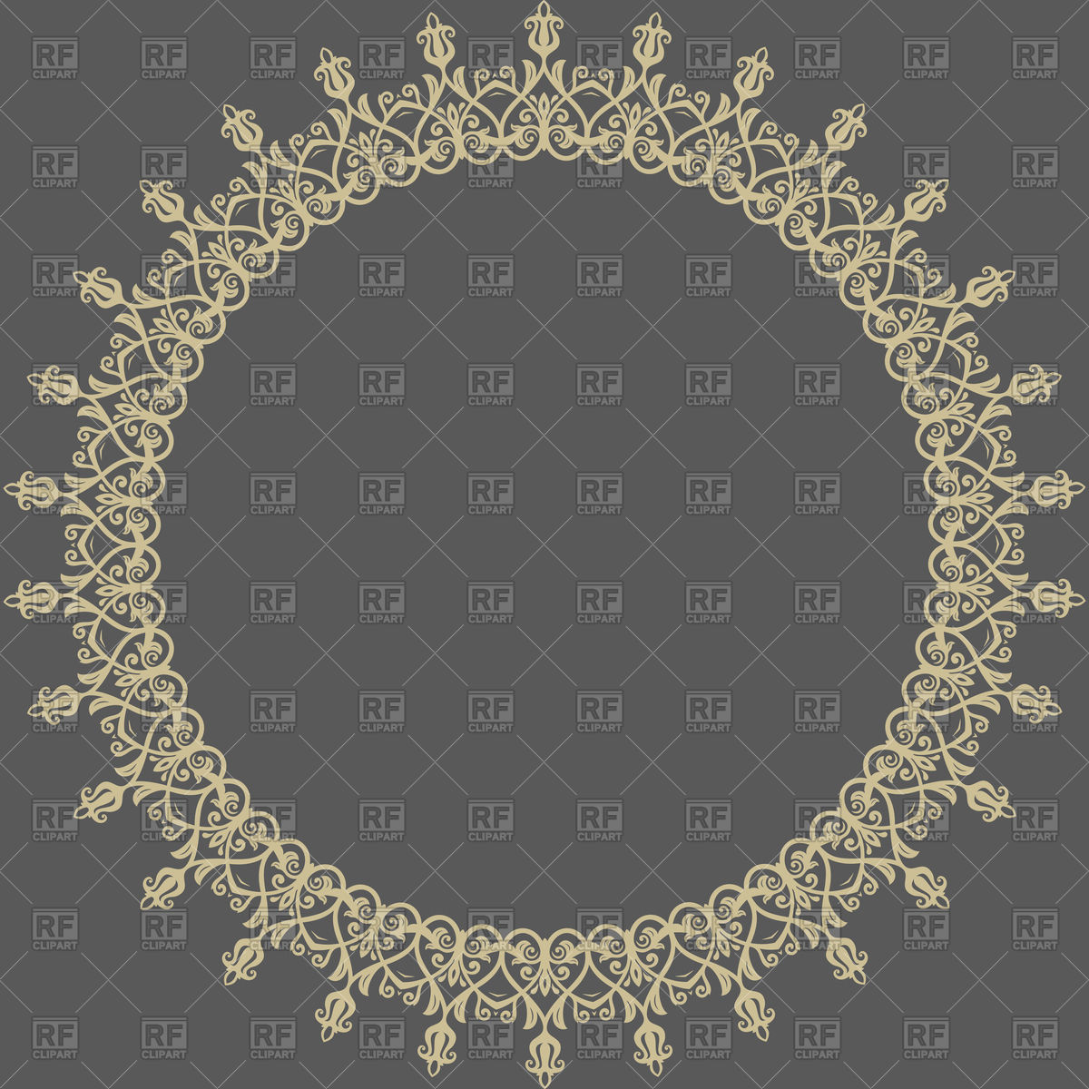 1200x1200 Oriental Frame With Golden Elements Abstract Round Ornament
