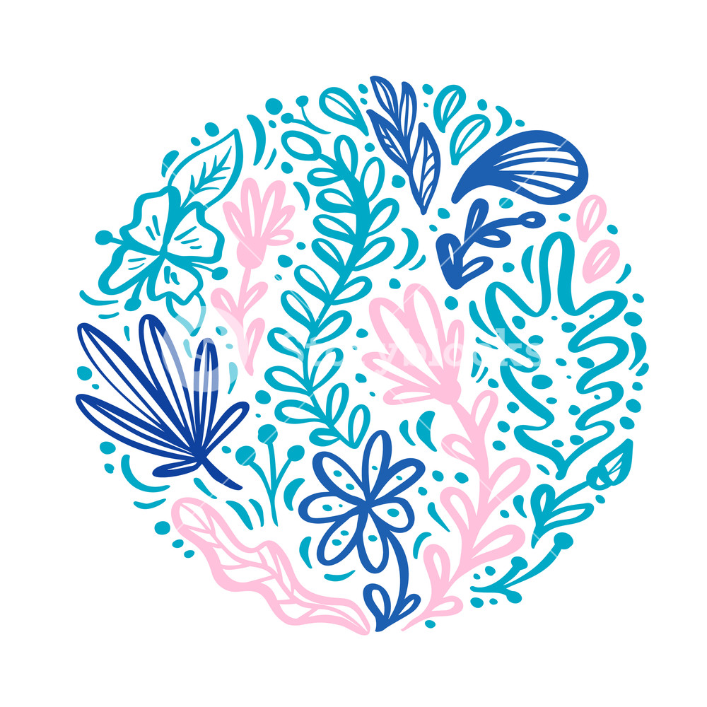 1000x1000 Scandinavian Flat Abstract Round Color Flower Herb Bouquet