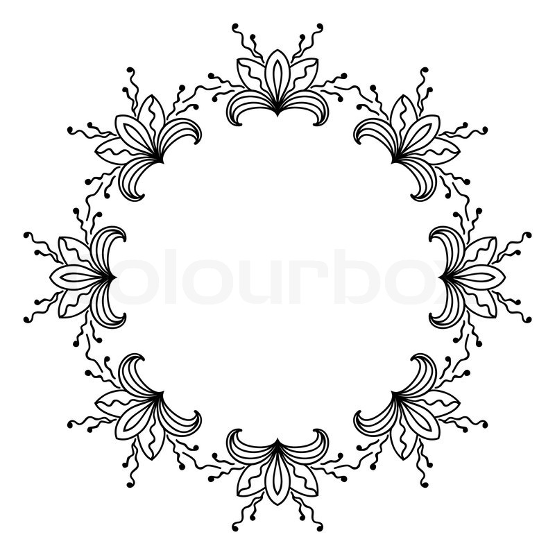 800x800 Sketch Style Round Floral Ornament Stock Vector Colourbox