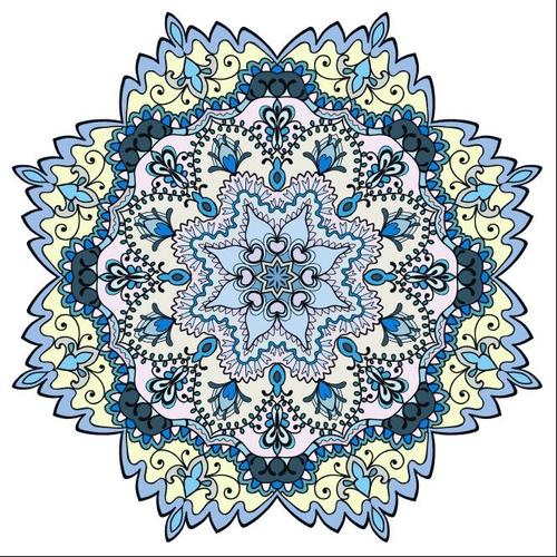 500x500 Blue Mandala Geometric Round Ornament Vector Free Download
