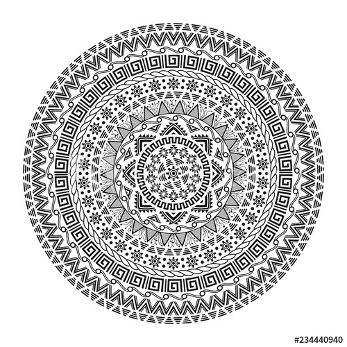 Vector Decorative Mandala, Round Pattern With Ethnic Ornaments 500x500 Vector Decorative Mandala, Round Pattern With Ethnic Ornaments