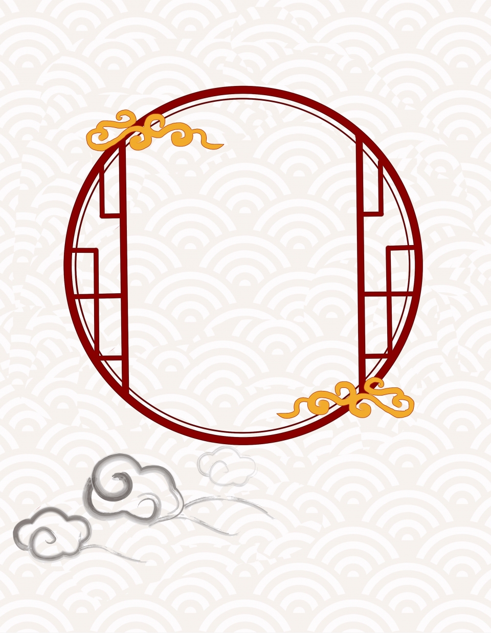 960x1237 Vector Chinese Style Round Shape Round Frame Background Material
