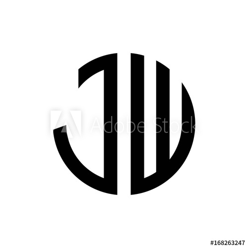500x500 Initial Letters Logo Jw Black Monogram Circle Round Shape Vector