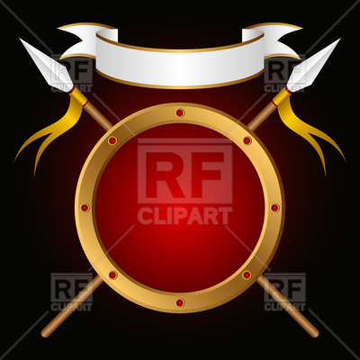 400x400 Heraldic Composition With Round Shield And Two Crossed Spears