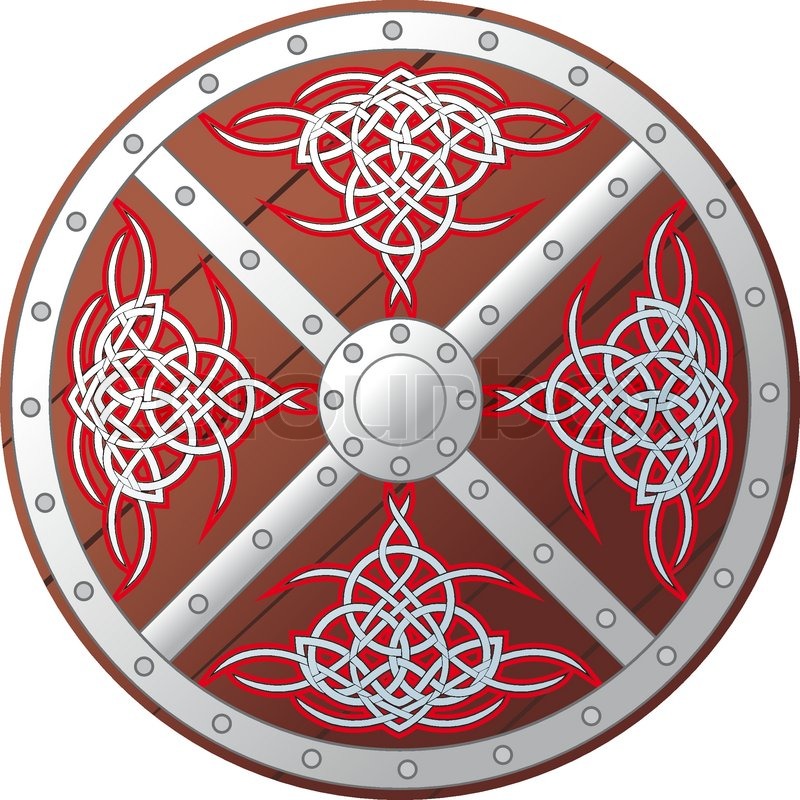 800x800 Ornate Celtic Wooden Round Shield Stock Vector Colourbox