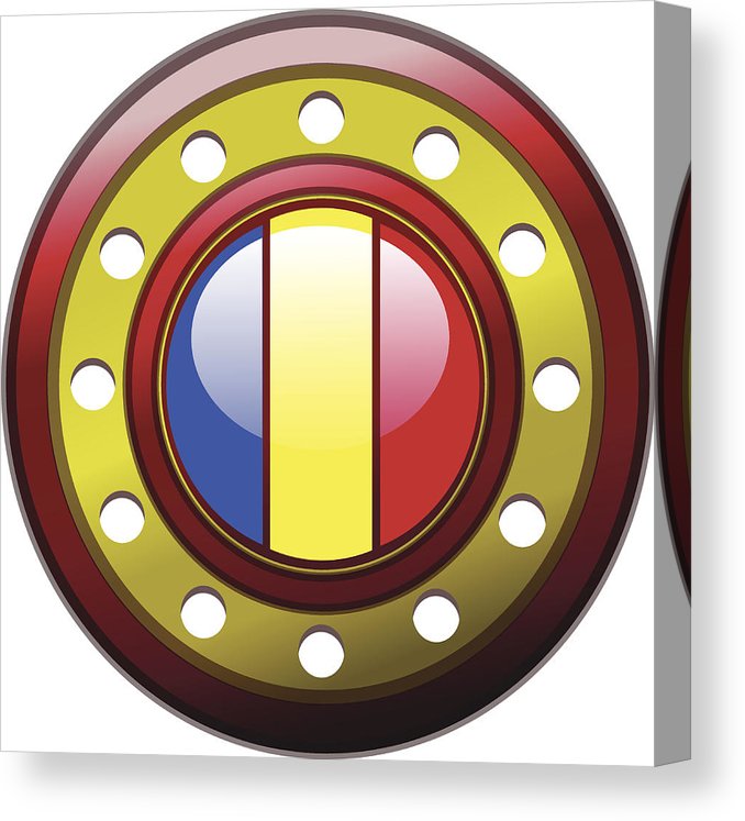 678x747 Romania Flag On A Round Shield, Vector Illustration Canvas Print