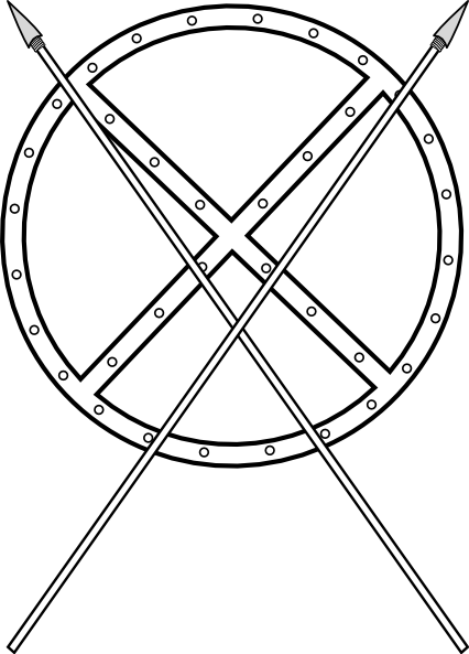 426x593 Round Shield And Crossed Spears Clip Art
