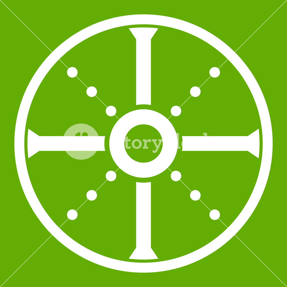 1000x1000 Round Shield Icon White Isolated On Green Background Vector