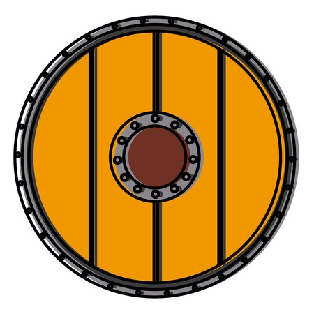 450x450 Wooden Round Shield Icon Vector Illustration Graphic Design