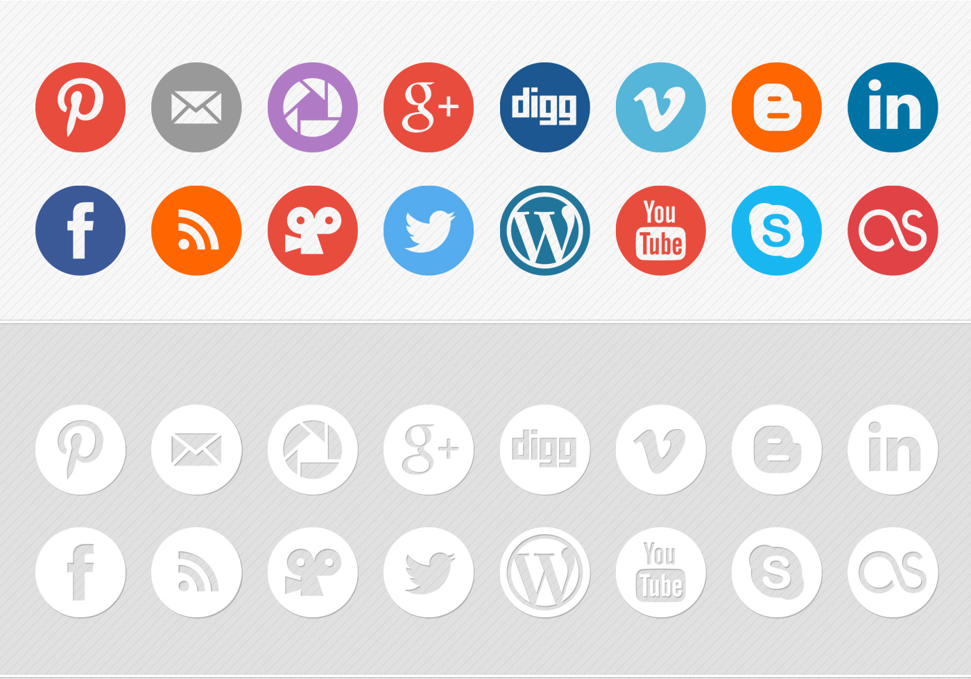 Round Social Media Icon Vector Pack 1400x980 Round Social Media Icon Vector Pack