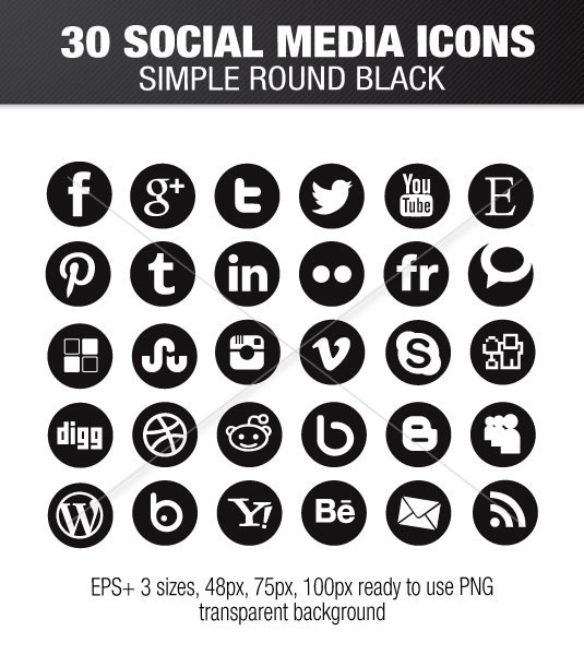 Round Social Media Icons Collection White Stock Download 535x600 Round Social Media Icons Collection White Stock Download
